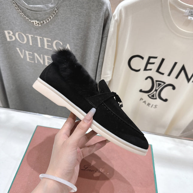 LP 25S SUMMER CHARMS WALK LOAFERS IN BLACK SUEDE AND FLEECE
