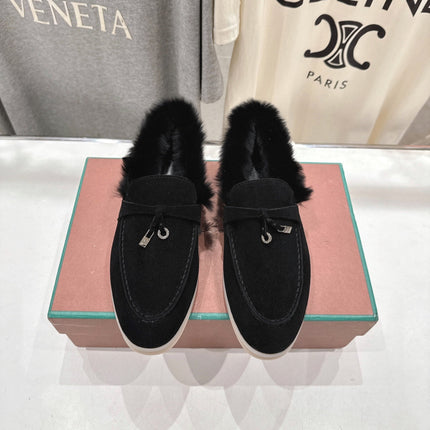 LP 25S SUMMER CHARMS WALK LOAFERS IN BLACK SUEDE AND FLEECE