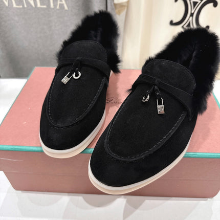 LP 25S SUMMER CHARMS WALK LOAFERS IN BLACK SUEDE AND FLEECE