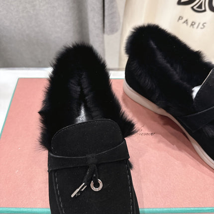LP 25S SUMMER CHARMS WALK LOAFERS IN BLACK SUEDE AND FLEECE
