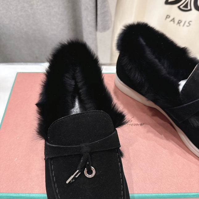 LP 25S SUMMER CHARMS WALK LOAFERS IN BLACK SUEDE AND FLEECE