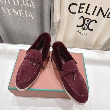 LP 25S SUMMER CHARMS WALK LOAFERS IN BURGUNDY SUEDE AND FLEECE
