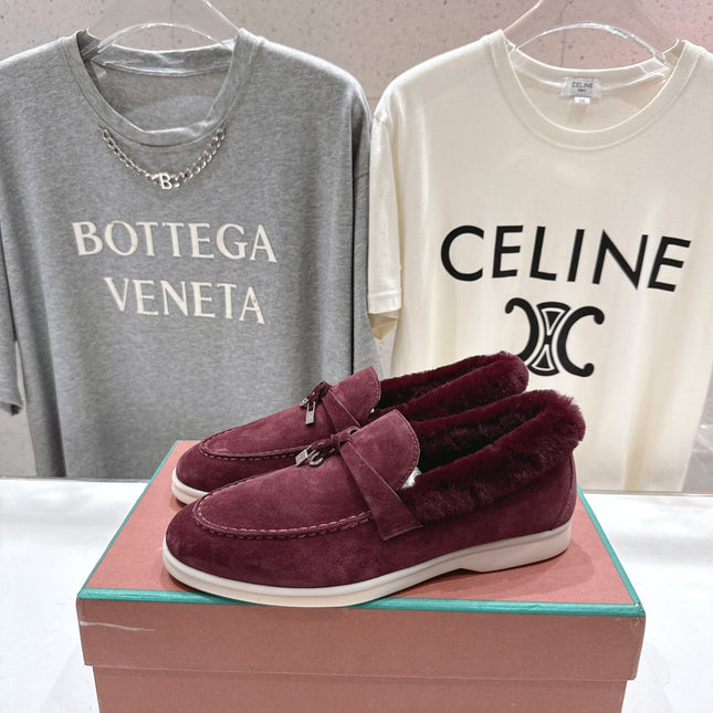 LP 25S SUMMER CHARMS WALK LOAFERS IN BURGUNDY SUEDE AND FLEECE