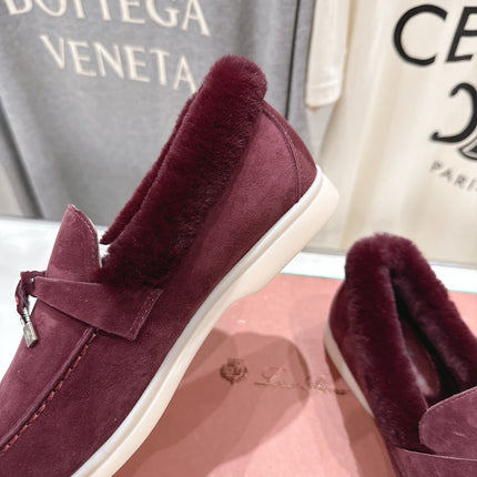 LP 25S SUMMER CHARMS WALK LOAFERS IN BURGUNDY SUEDE AND FLEECE