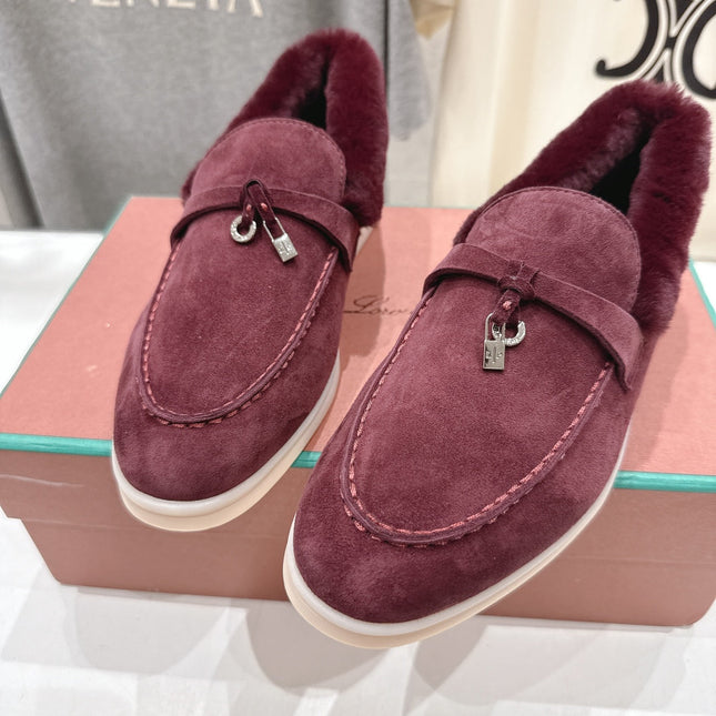 LP 25S SUMMER CHARMS WALK LOAFERS IN BURGUNDY SUEDE AND FLEECE
