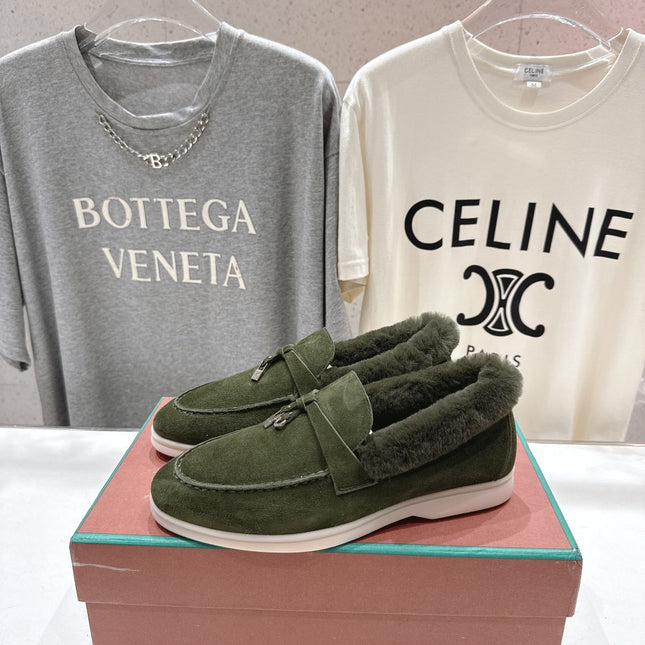 LP 25S SUMMER CHARMS WALK LOAFERS IN DARK OLIVE SUEDE AND FLEECE