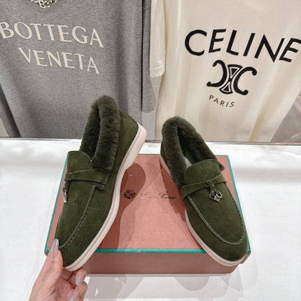 LP 25S SUMMER CHARMS WALK LOAFERS IN DARK OLIVE SUEDE AND FLEECE