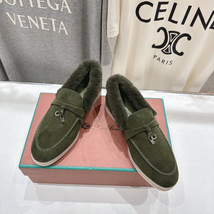 LP 25S SUMMER CHARMS WALK LOAFERS IN DARK OLIVE SUEDE AND FLEECE