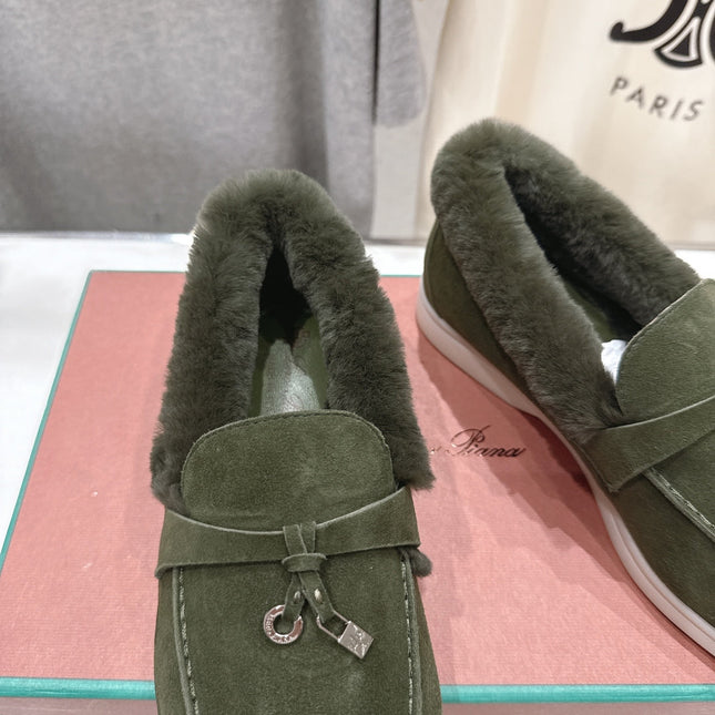 LP 25S SUMMER CHARMS WALK LOAFERS IN DARK OLIVE SUEDE AND FLEECE