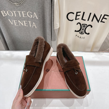 LP 25S SUMMER CHARMS WALK LOAFERS IN DARK BROWN SUEDE AND FLEECE
