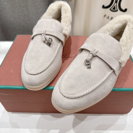 LP 25S SUMMER CHARMS WALK LOAFERS IN LIGHT GRAY SUEDE AND FLEECE