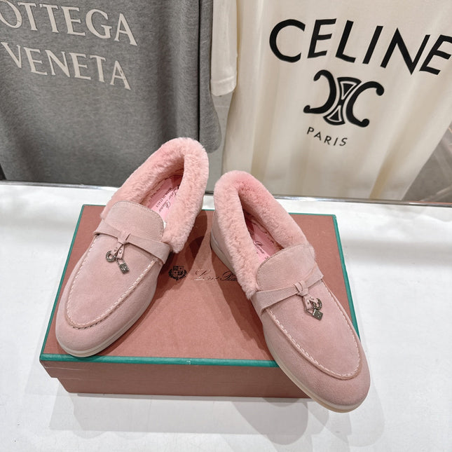 LP 25S SUMMER CHARMS WALK LOAFERS IN BABY PINK SUEDE AND FLEECE