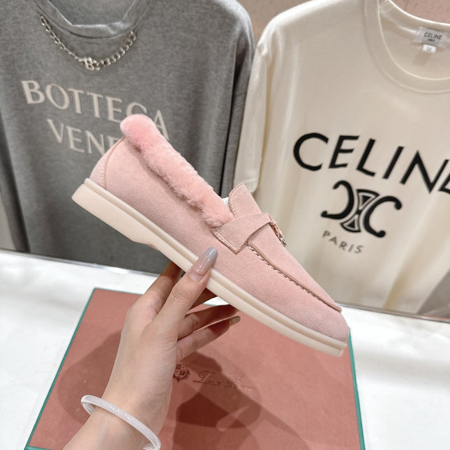 LP 25S SUMMER CHARMS WALK LOAFERS IN BABY PINK SUEDE AND FLEECE