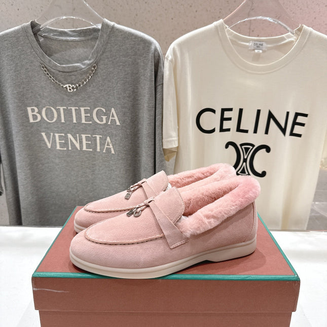 LP 25S SUMMER CHARMS WALK LOAFERS IN BABY PINK SUEDE AND FLEECE