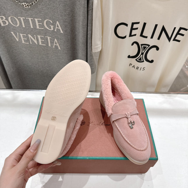 LP 25S SUMMER CHARMS WALK LOAFERS IN BABY PINK SUEDE AND FLEECE