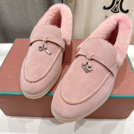 LP 25S SUMMER CHARMS WALK LOAFERS IN BABY PINK SUEDE AND FLEECE