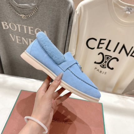 LP 25S SUMMER CHARMS WALK LOAFERS IN DARK PASTEL BLUE SUEDE AND FLEECE