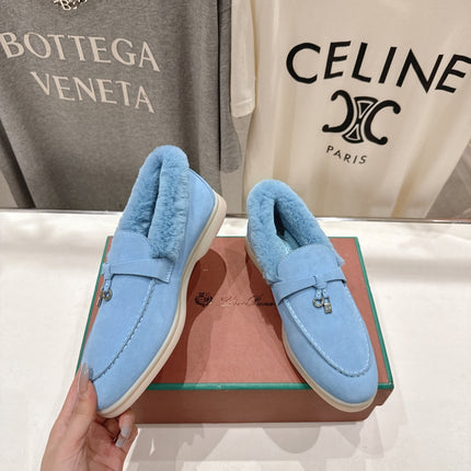 LP 25S SUMMER CHARMS WALK LOAFERS IN DARK PASTEL BLUE SUEDE AND FLEECE
