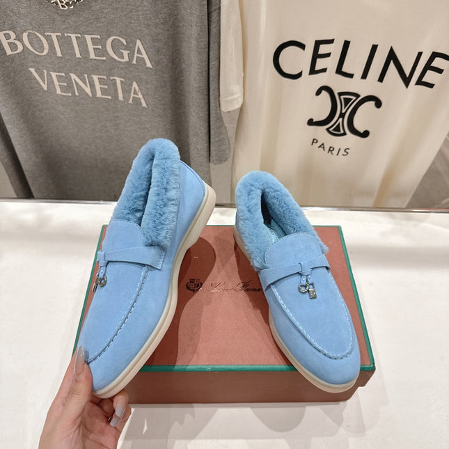 LP 25S SUMMER CHARMS WALK LOAFERS IN DARK PASTEL BLUE SUEDE AND FLEECE