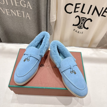 LP 25S SUMMER CHARMS WALK LOAFERS IN DARK PASTEL BLUE SUEDE AND FLEECE