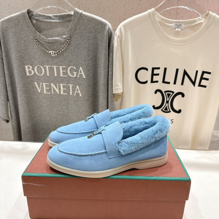 LP 25S SUMMER CHARMS WALK LOAFERS IN DARK PASTEL BLUE SUEDE AND FLEECE