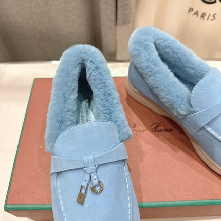 LP 25S SUMMER CHARMS WALK LOAFERS IN DARK PASTEL BLUE SUEDE AND FLEECE