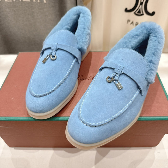 LP 25S SUMMER CHARMS WALK LOAFERS IN DARK PASTEL BLUE SUEDE AND FLEECE
