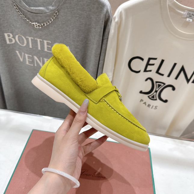 LP 25S SUMMER CHARMS WALK LOAFERS IN OLIVE YELLOW SUEDE AND FLEECE
