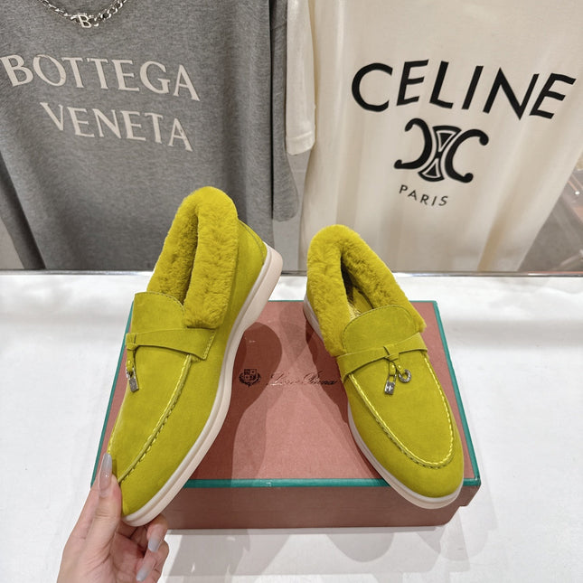 LP 25S SUMMER CHARMS WALK LOAFERS IN OLIVE YELLOW SUEDE AND FLEECE