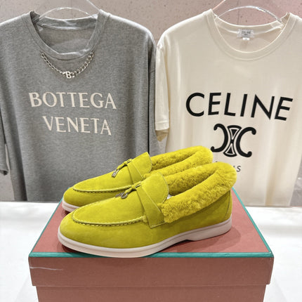 LP 25S SUMMER CHARMS WALK LOAFERS IN OLIVE YELLOW SUEDE AND FLEECE