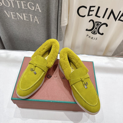 LP 25S SUMMER CHARMS WALK LOAFERS IN OLIVE YELLOW SUEDE AND FLEECE