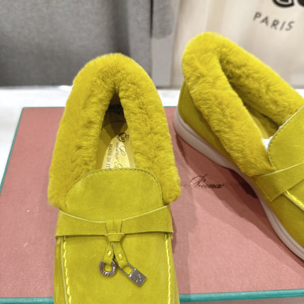 LP 25S SUMMER CHARMS WALK LOAFERS IN OLIVE YELLOW SUEDE AND FLEECE