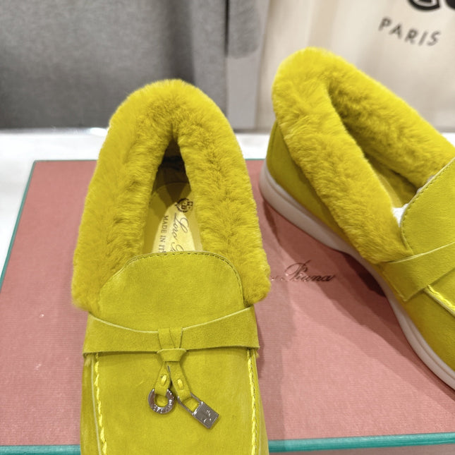 LP 25S SUMMER CHARMS WALK LOAFERS IN OLIVE YELLOW SUEDE AND FLEECE