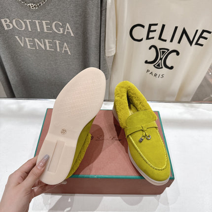 LP 25S SUMMER CHARMS WALK LOAFERS IN OLIVE YELLOW SUEDE AND FLEECE