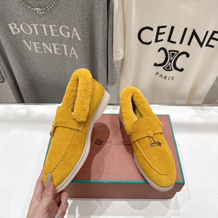 LP 25S SUMMER CHARMS WALK LOAFERS IN YELLOW SUEDE AND FLEECE