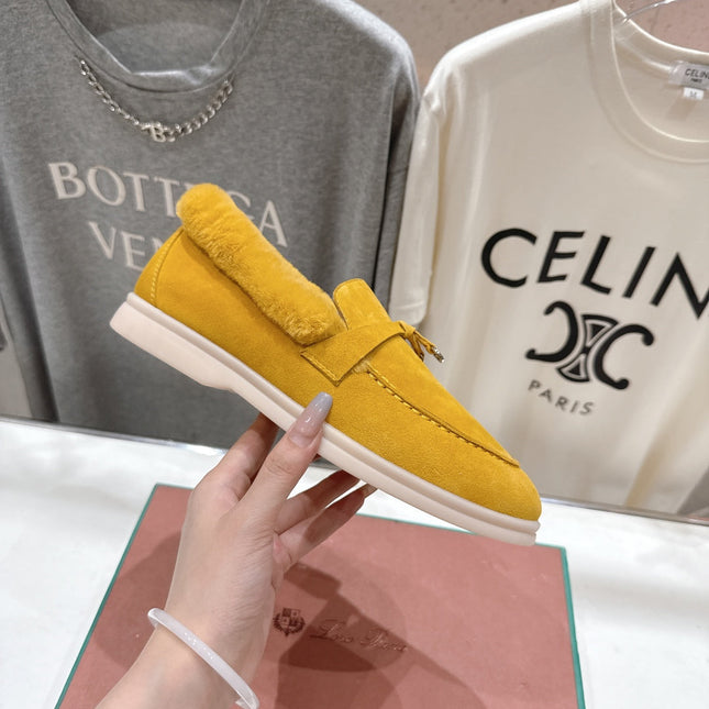 LP 25S SUMMER CHARMS WALK LOAFERS IN YELLOW SUEDE AND FLEECE