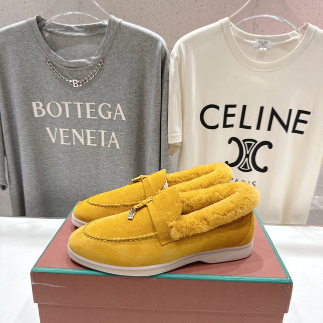 LP 25S SUMMER CHARMS WALK LOAFERS IN YELLOW SUEDE AND FLEECE