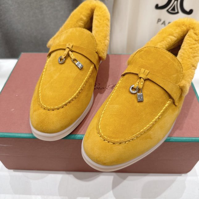 LP 25S SUMMER CHARMS WALK LOAFERS IN YELLOW SUEDE AND FLEECE