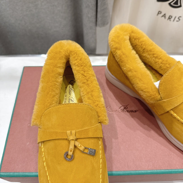 LP 25S SUMMER CHARMS WALK LOAFERS IN YELLOW SUEDE AND FLEECE
