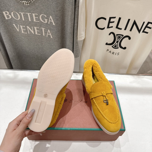 LP 25S SUMMER CHARMS WALK LOAFERS IN YELLOW SUEDE AND FLEECE