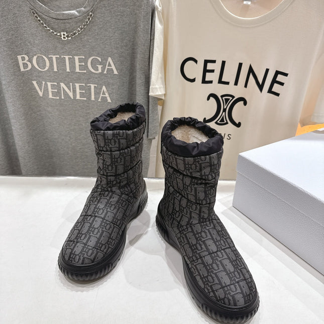 DIOR 25S ANKLE BOOTS IN DARK GREY MIX BLACK FEATHER