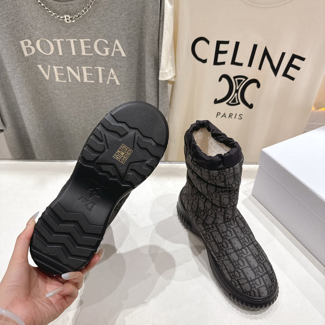 DIOR 25S ANKLE BOOTS IN DARK GREY MIX BLACK FEATHER