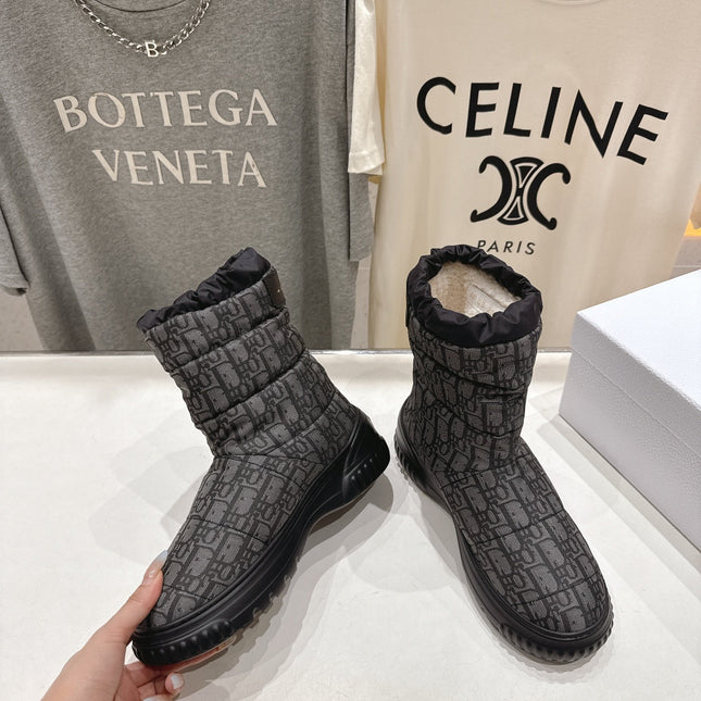 DIOR 25S ANKLE BOOTS IN DARK GREY MIX BLACK FEATHER