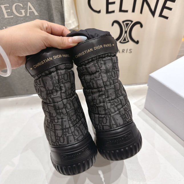 DIOR 25S ANKLE BOOTS IN DARK GREY MIX BLACK FEATHER