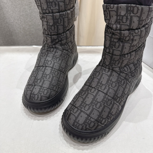 DIOR 25S ANKLE BOOTS IN DARK GREY MIX BLACK FEATHER