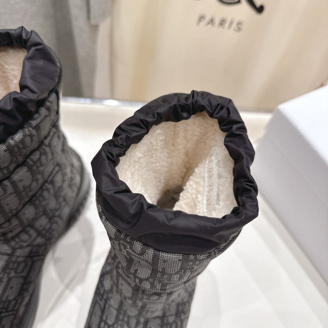 DIOR 25S ANKLE BOOTS IN DARK GREY MIX BLACK FEATHER