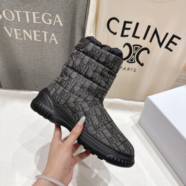 DIOR 25S ANKLE BOOTS IN DARK GREY MIX BLACK FEATHER