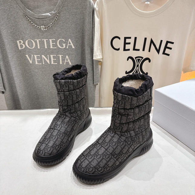 DIOR 25S ANKLE BOOTS IN DARK GREY MIX BLACK FEATHER