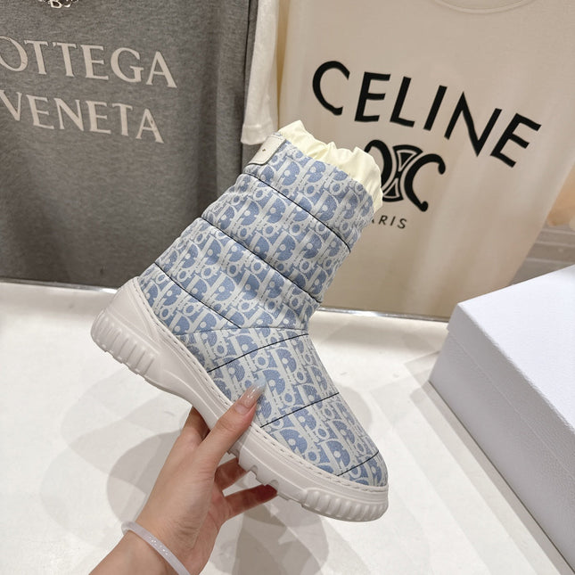 DIOR 25S ANKLE BOOTS IN BLUE FEATHER