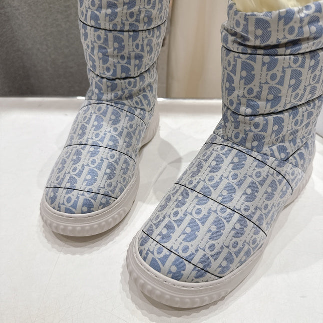 DIOR 25S ANKLE BOOTS IN BLUE FEATHER